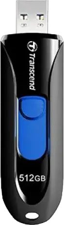 Stick USB Transcend JetFlash 790 512 GB USB 3.1 Gen 1, Negru/Albastru, Conector USB Type-A, Design Retractabil fără Capac, Compatibil Windows, macOS, Linux, Android