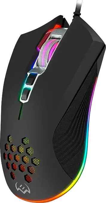 Mouse Gaming Optic cu Fir SVEN RX-G850, Rezolutie 6400 DPI Reglabila, 7 Butoane, Macro Programabile, Iluminare RGB, Corp Metalic, Negru