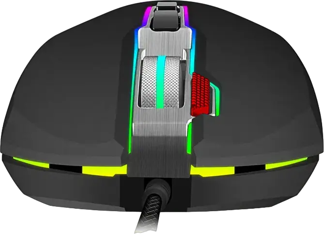 Mouse Gaming Optic cu Fir SVEN RX-G850, Rezolutie 6400 DPI Reglabila, 7 Butoane, Macro Programabile, Iluminare RGB, Corp Metalic, Negru