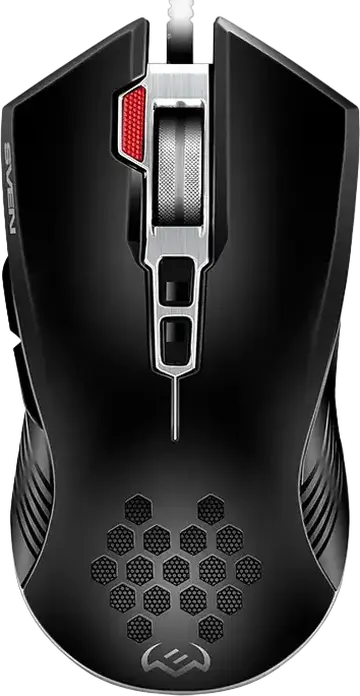 Mouse Gaming Optic cu Fir SVEN RX-G850, Rezolutie 6400 DPI Reglabila, 7 Butoane, Macro Programabile, Iluminare RGB, Corp Metalic, Negru