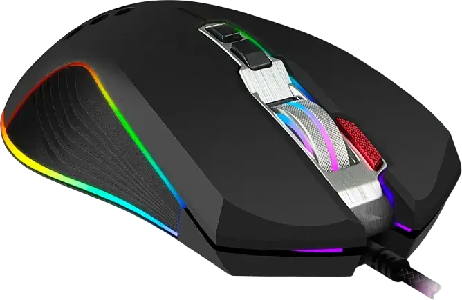 Mouse Gaming Optic cu Fir SVEN RX-G850, Rezolutie 6400 DPI Reglabila, 7 Butoane, Macro Programabile, Iluminare RGB, Corp Metalic, Negru