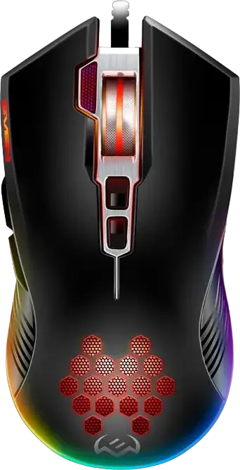 Mouse Gaming Optic cu Fir SVEN RX-G850, Rezolutie 6400 DPI Reglabila, 7 Butoane, Macro Programabile, Iluminare RGB, Corp Metalic, Negru