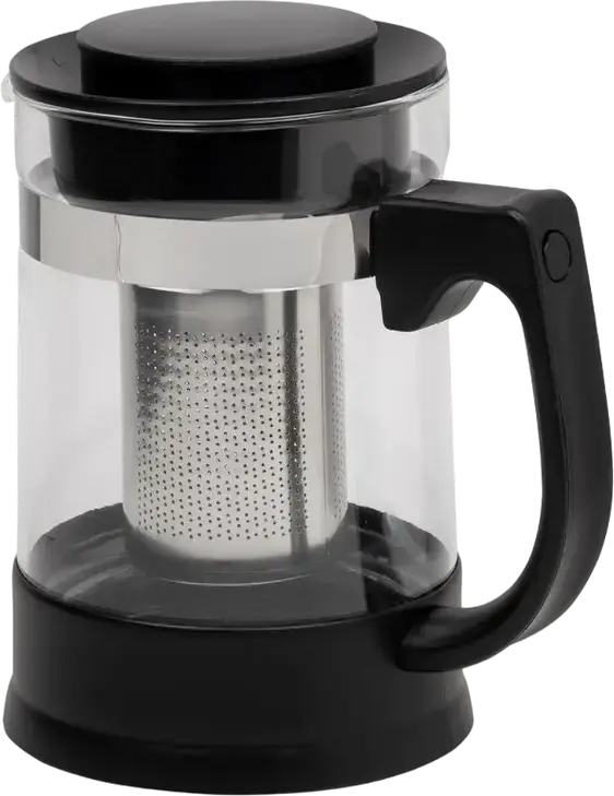 Resto 90512 Keid Borosilicate Glass Teapot with Stainless Steel Infuser, 0.95L, Heat-Resistant Glass Tea Maker, Black