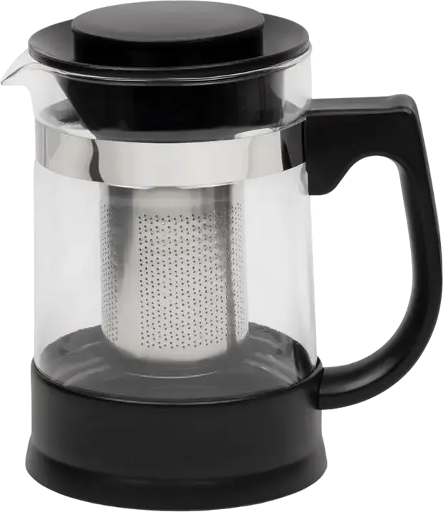 Resto 90512 Keid Borosilicate Glass Teapot with Stainless Steel Infuser, 0.95L, Heat-Resistant Glass Tea Maker, Black