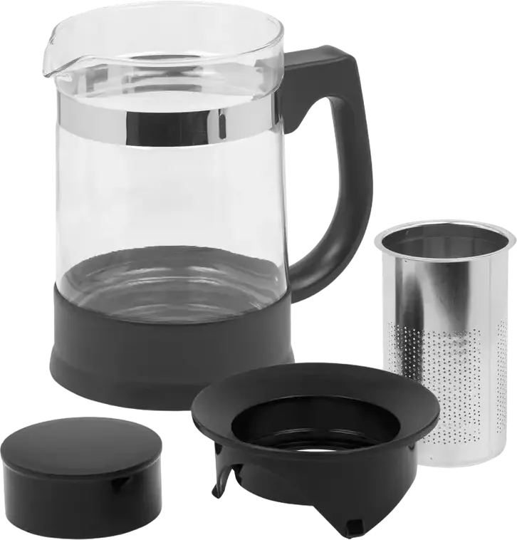 Resto 90512 Keid Borosilicate Glass Teapot with Stainless Steel Infuser, 0.95L, Heat-Resistant Glass Tea Maker, Black