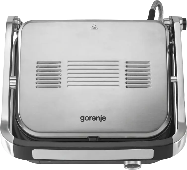 Gril Electric de Contact Gorenje GCG2100S, 2100W, Plate Antiaderente 31x24cm, Smart Control, 7 Programe Predefinite, Carcasa Inox, Gri