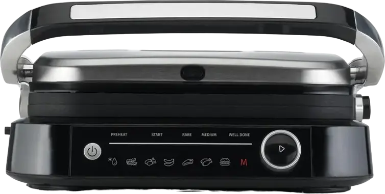 Gril Electric de Contact Gorenje GCG2100S, 2100W, Plate Antiaderente 31x24cm, Smart Control, 7 Programe Predefinite, Carcasa Inox, Gri