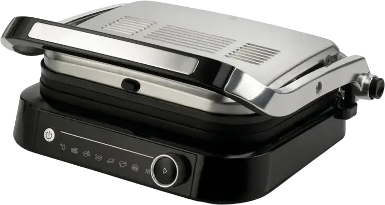 Gril Electric de Contact Gorenje GCG2100S, 2100W, Plate Antiaderente 31x24cm, Smart Control, 7 Programe Predefinite, Carcasa Inox, Gri