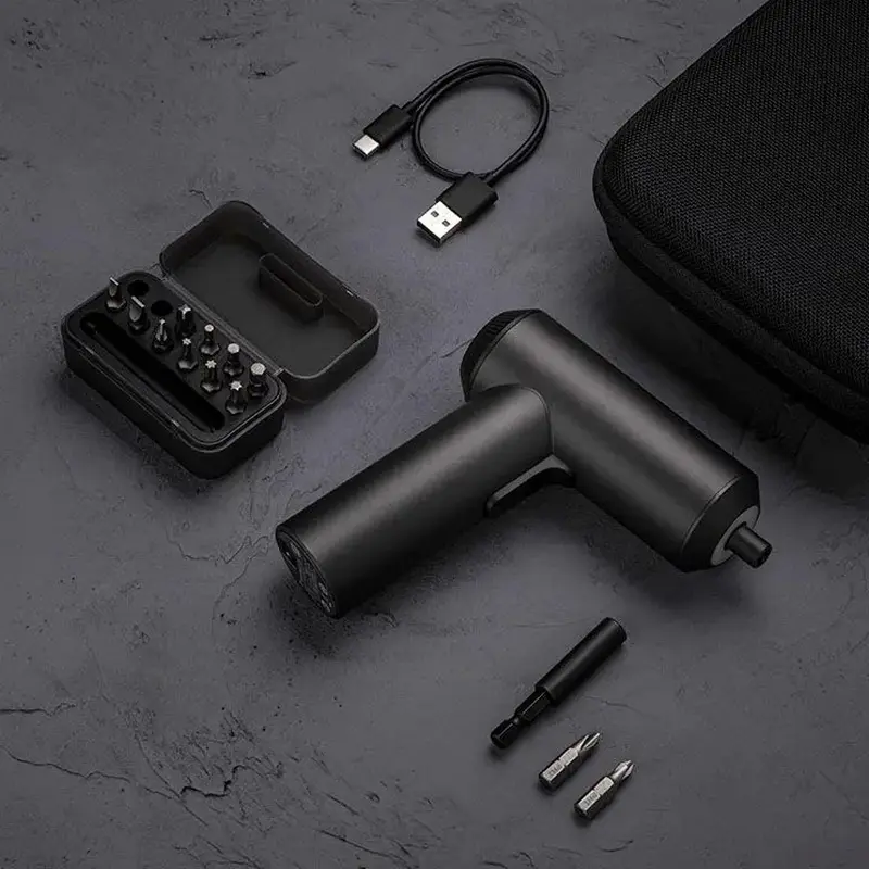 Xiaomi Mi Cordless Screwdriver MJDDLSD001QW Electric Power Tool, 3.6V, 5 N.m Max Torque, 200 r/min Speed, Includes 12 Bits and Extension Rod, Black