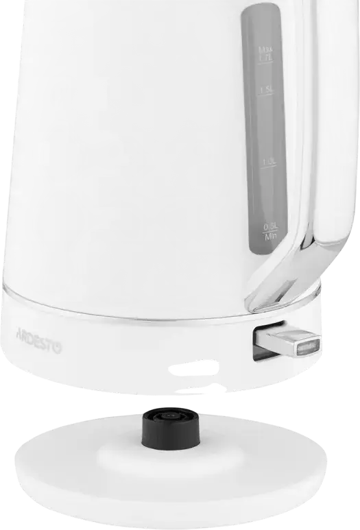 Fierbător electric Ardesto EKL-450W, Capacitate 1.7L, Putere 2200W, Corp din Plastic, Element de Incalzire Ascuns, Protectie Impotriva Fierberii uscate, Alb
