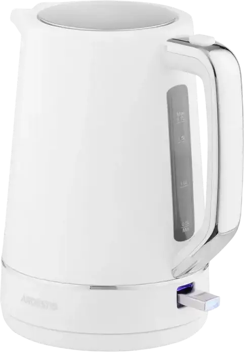 Fierbător electric Ardesto EKL-450W, Capacitate 1.7L, Putere 2200W, Corp din Plastic, Element de Incalzire Ascuns, Protectie Impotriva Fierberii uscate, Alb