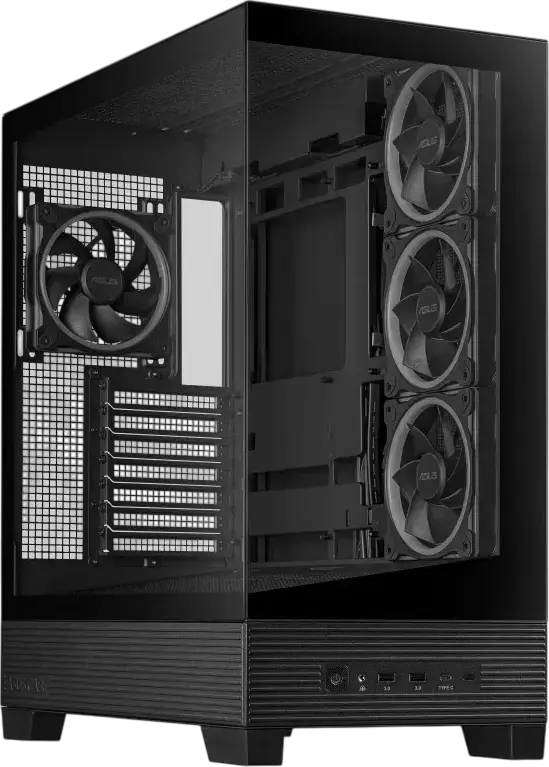 ASUS A31 PLUS TG ARGB Mid Tower ATX Case, Black, Tempered Glass Panoramic Side Panel, 4x ARGB Fans, 360mm Radiator Support, 380mm GPU Max, ATX/mATX/ITX