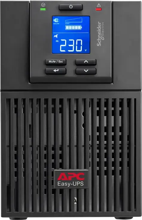 APC Easy UPS On-Line SRV Double-Conversion Tower UPS, 1000 VA, Pure Sine Wave, 230V, LCD Display, USB, RS232, EPO, Network Management Slot