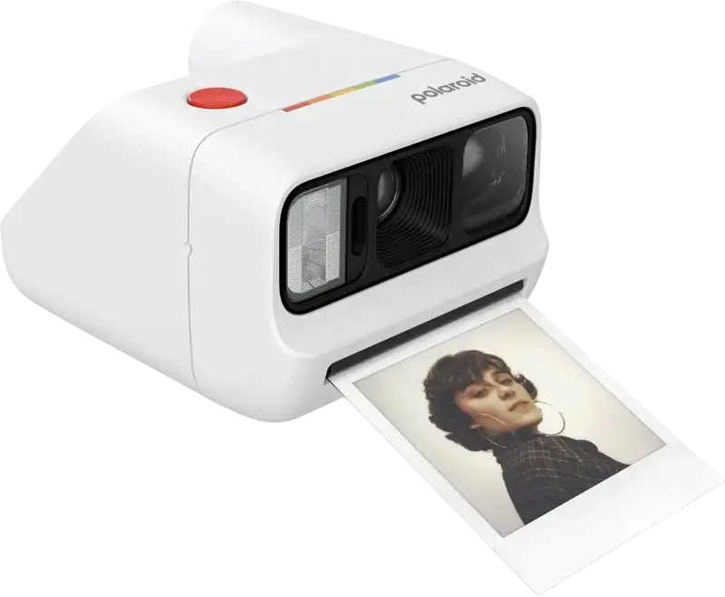 Polaroid Go Generation 3 Instant Camera, White, 63.75mm Lens, Xenon Flash, Selfie Mirror, Self-Timer, Double Exposure, USB Type-C
