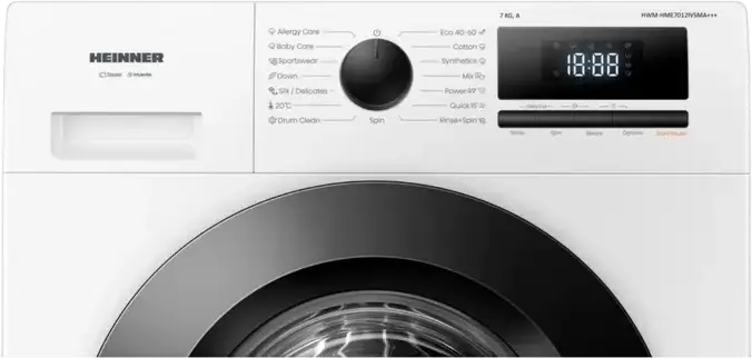 Masina de spalat rufe cu incarcare frontala Heinner HWM-HME1014IVA10+++, 10 kg, 1400 rpm, Motor Inverter, Clasa Energetica A, 15 Programe, Steam Care, Alb/Negru