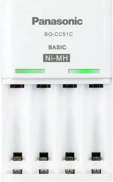 Panasonic BQ-CC51C Battery Charger for AA and AAA Ni-MH Rechargeable Batteries, 4 Slots, AC 100-240V, White