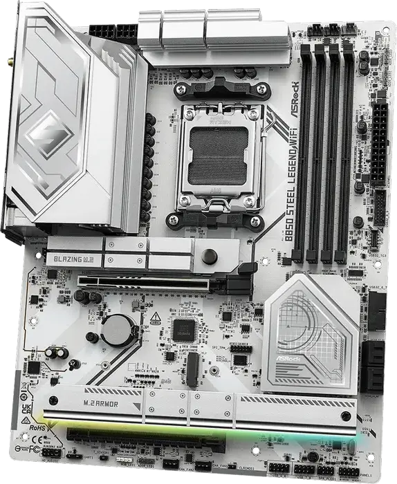 Материнская плата ASRock B850 Steel Legend WiFi ATX для AMD Ryzen 9000/8000/7000 AM5, DDR5 8000+ MT/s, PCIe 5.0, Wi-Fi 7, Bluetooth 5.4, 2.5G LAN