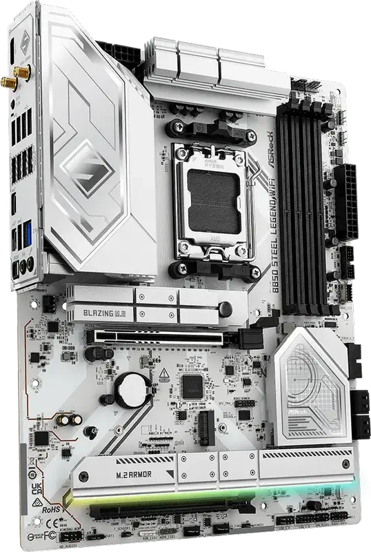 Материнская плата ASRock B850 Steel Legend WiFi ATX для AMD Ryzen 9000/8000/7000 AM5, DDR5 8000+ MT/s, PCIe 5.0, Wi-Fi 7, Bluetooth 5.4, 2.5G LAN