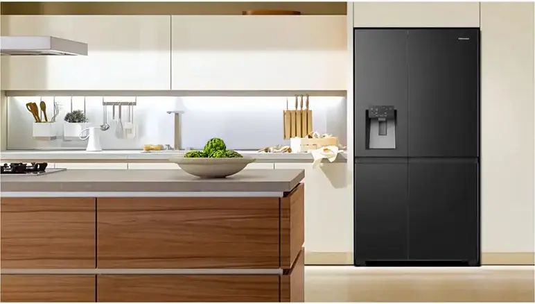 Hisense RS818N4TFE Side-by-Side Refrigerator, 632L, No Frost, Multi Air Flow, Inverter Compressor, Water and Ice Dispenser, Wi-Fi, Black, Energy Class E