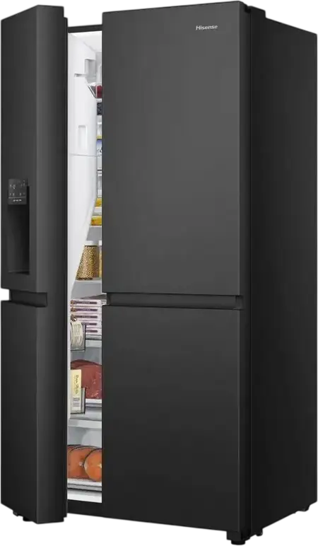 Hisense RS818N4TFE Side-by-Side Refrigerator, 632L, No Frost, Multi Air Flow, Inverter Compressor, Water and Ice Dispenser, Wi-Fi, Black, Energy Class E