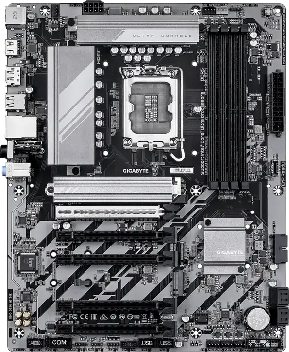Gigabyte B860M DS3H WIFI6E Motherboard, LGA1851 Socket, Intel B860 Chipset, DDR5 9066MHz OC, ATX, PCIe 5.0, M.2 Gen5, Wi-Fi 6E, Bluetooth 5.3