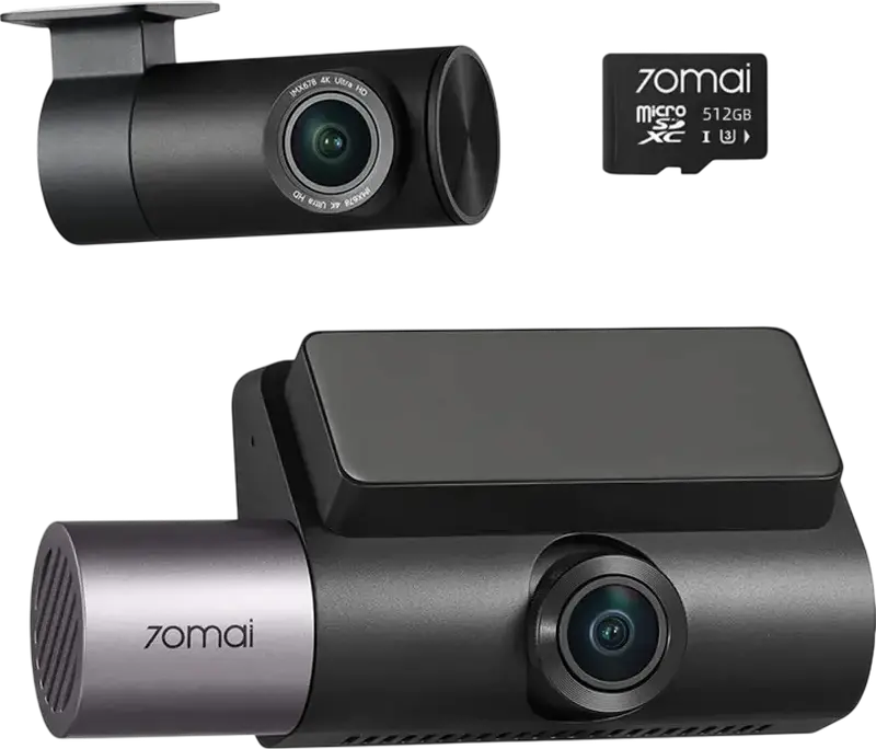 Set Camera Auto 70mai T800 Dual Channel, Camera Frontala 4K UHD si Camera Spate RC41, Unghi Vizualizare 146 Grade, Inregistrare HDR, Wi-Fi, Negru