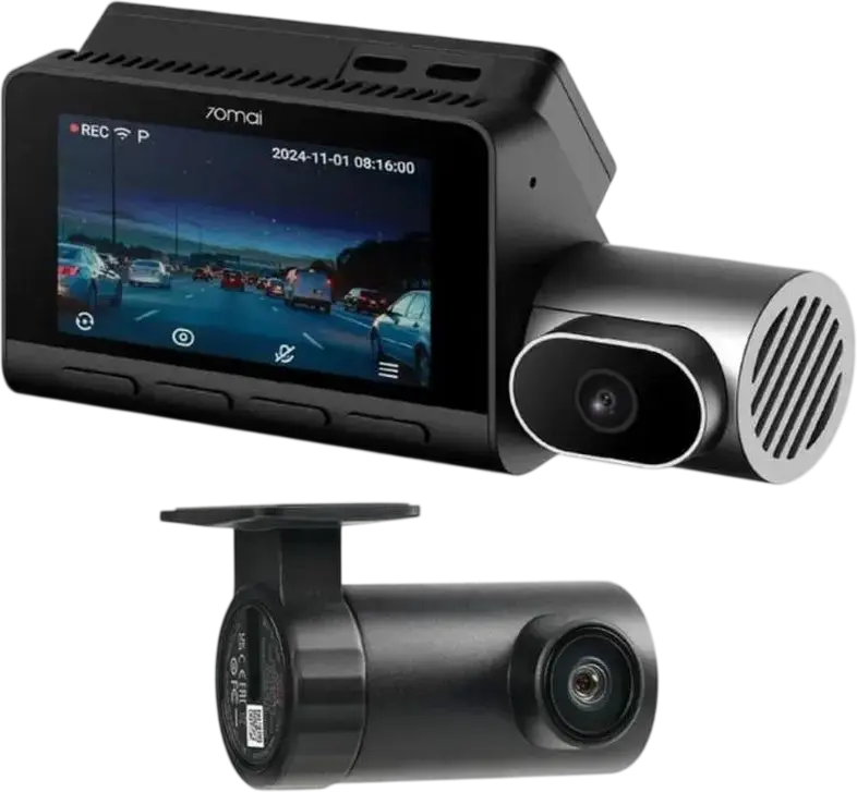 Set Camera Auto 70mai T800 Dual Channel, Camera Frontala 4K UHD si Camera Spate RC41, Unghi Vizualizare 146 Grade, Inregistrare HDR, Wi-Fi, Negru