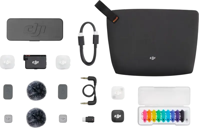 DJI Mic Mini 2 Wireless Microphone System, 2 TX and 1 RX with Charging Case, Omnidirectional, 400m Range, Bluetooth 5.3, Color: Black