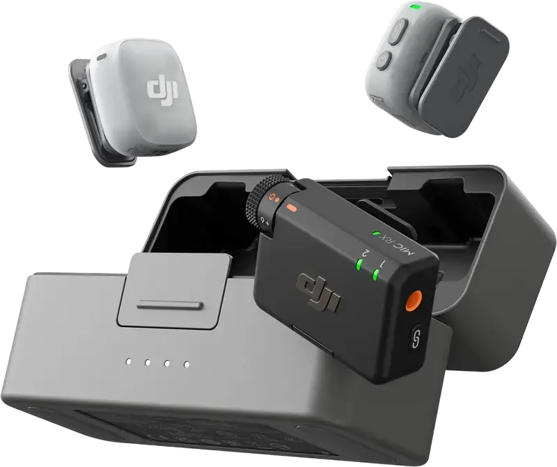 DJI Mic Mini 2 Wireless Microphone System, 2 TX and 1 RX with Charging Case, Omnidirectional, 400m Range, Bluetooth 5.3, Color: Black