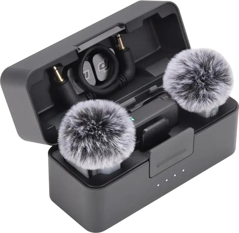 DJI Mic Mini 2 Wireless Microphone System, 2 TX and 1 RX with Charging Case, Omnidirectional, 400m Range, Bluetooth 5.3, Color: Black