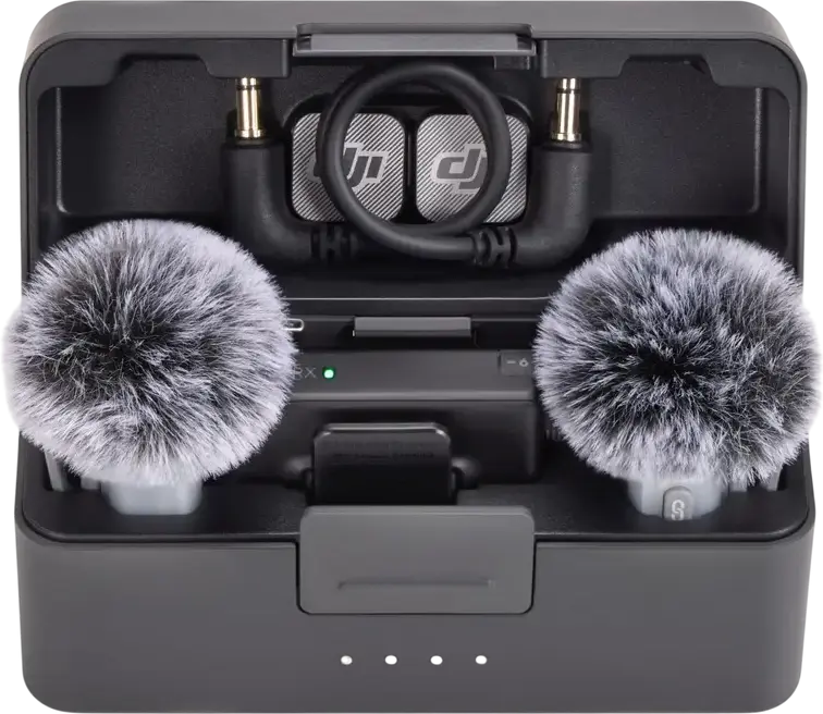 Microfon portabil pentru înregistrare vocală DJI Mic Mini 2 (2 TX + 1 RX + Charging Case), Fără fir, Negru