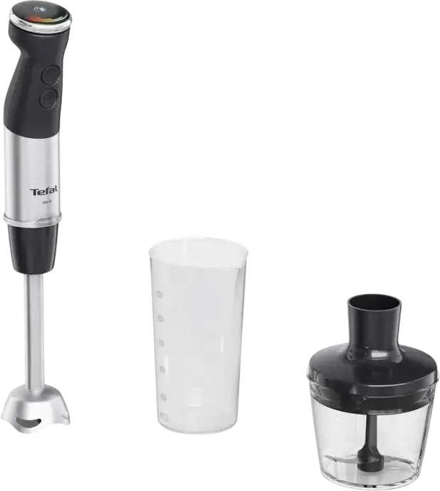Tefal Quickchef+ HB672830 Hand Blender Set of 4, 1000W, 20 Speeds, Powelix Blades, Stainless Steel, with 0.5L Chopper and 0.8L Beaker, Black