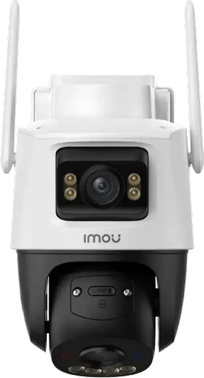 Imou Cruiser Dual Dual-Lens Security Camera, 2880x1620 Resolution, PTZ and Fixed Lens, AI Human and Vehicle Detection, IP66 Weatherproof, White, with Solar Panel