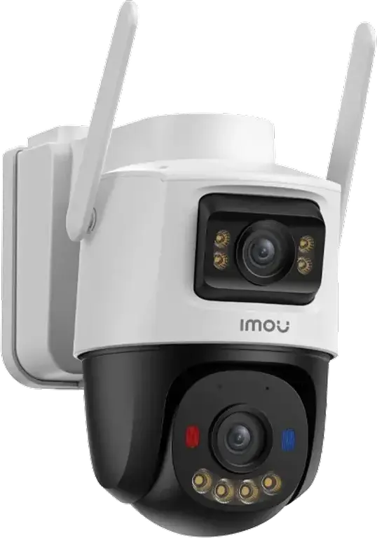 Imou Cruiser Dual Dual-Lens Security Camera, 2880x1620 Resolution, PTZ and Fixed Lens, AI Human and Vehicle Detection, IP66 Weatherproof, White, with Solar Panel