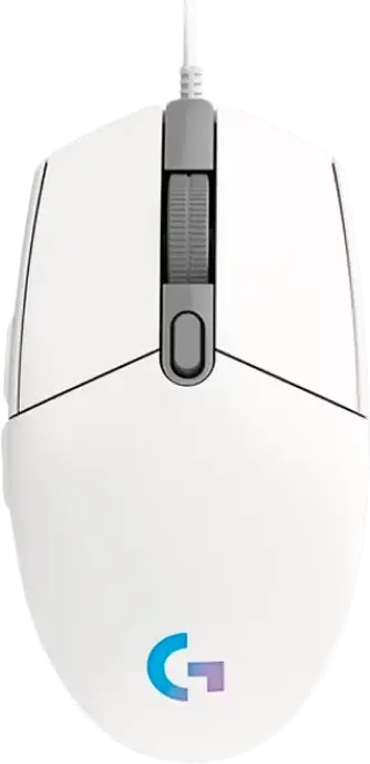 Logitech G102 LIGHTSYNC Wired Gaming Mouse, White, Symmetrical Ambidextrous Design, 8000 DPI Sensor, 6 Programmable Buttons, RGB LIGHTSYNC, 85g