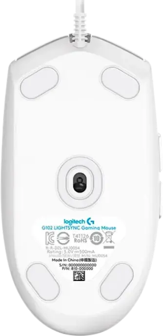 Logitech G102 LIGHTSYNC Wired Gaming Mouse, White, Symmetrical Ambidextrous Design, 8000 DPI Sensor, 6 Programmable Buttons, RGB LIGHTSYNC, 85g