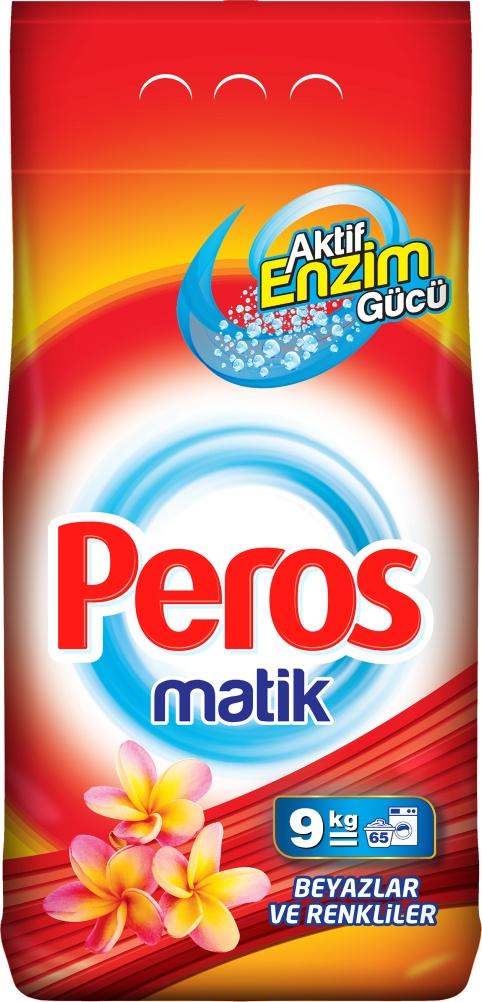 PEROS Detergent praf automat 9 kg, ambalaj moale White & Colors / rufe albe si colorate / orange /3969