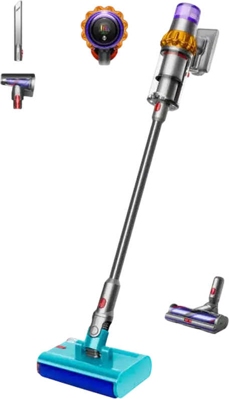 Aspirator fara fir Dyson V15s Detect Submarine, Wet and Dry, Motor Hyperdymium, Filtru HEPA, Perie de spalare Submarine, Galben Nichel