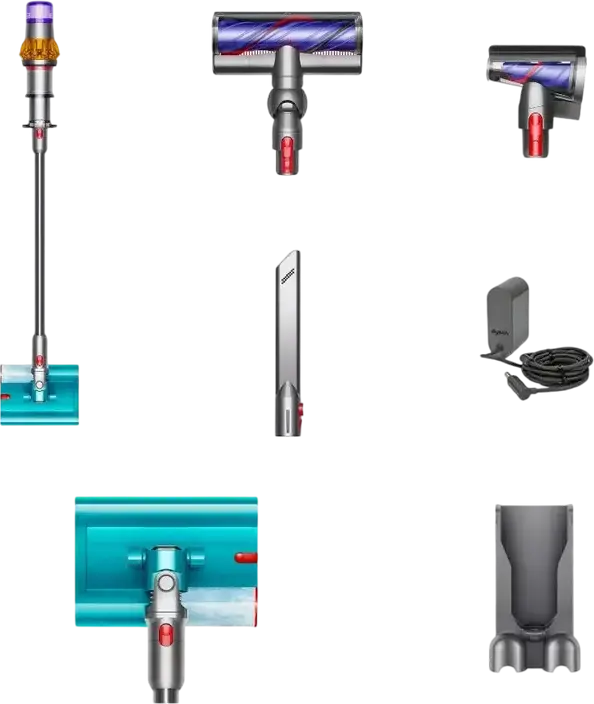 Aspirator fara fir Dyson V15s Detect Submarine, Wet and Dry, Motor Hyperdymium, Filtru HEPA, Perie de spalare Submarine, Galben Nichel