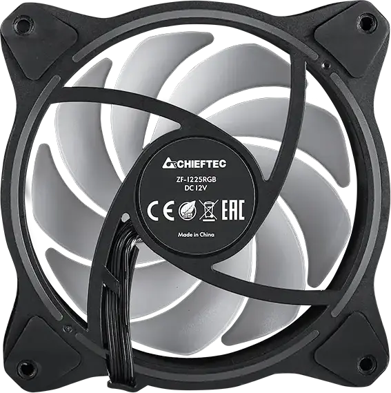 Ventilator PC Chieftec ZF-1225RGB 120mm ARGB, 1600 RPM, Rulment Hidraulic, 4-pin PWM, RGB Adresabil, Negru