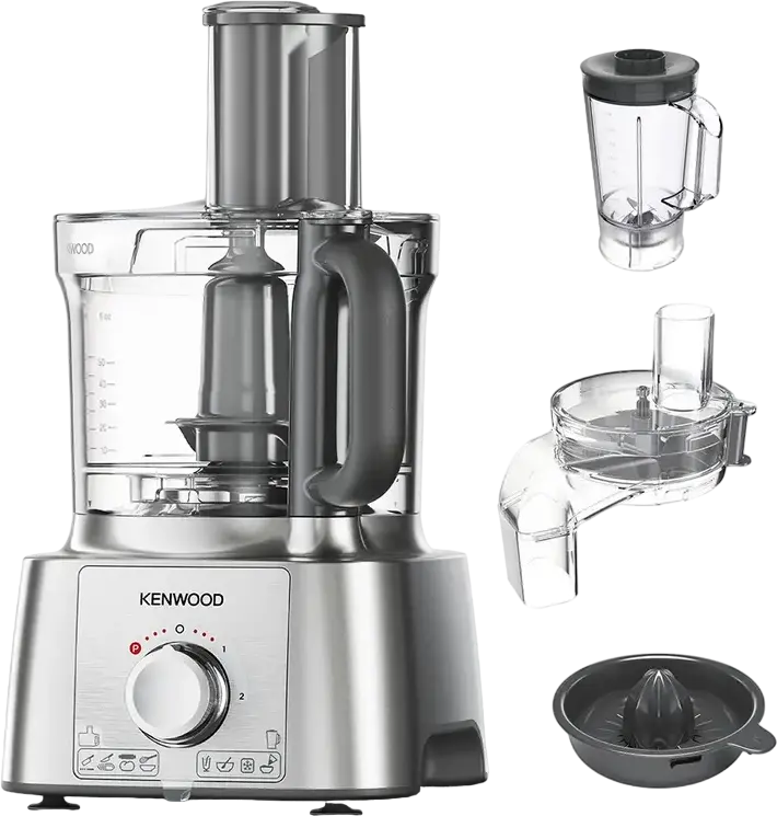 Kenwood MultiPro Express FDP65.820SI Food Processor 1000W, 3L Plastic Bowl, Silver, with Blender, Citrus Press, Slicing Discs and Dough Tool
