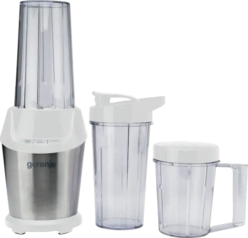 Blender Nutritie Gorenje BN1000E, 1000W, Bol Tritan 0.75L, Lama din Otel Inoxidabil cu 6 Puncte, Cruntare Ghea, Mod Pulse, Otel Inoxidabil si Alb