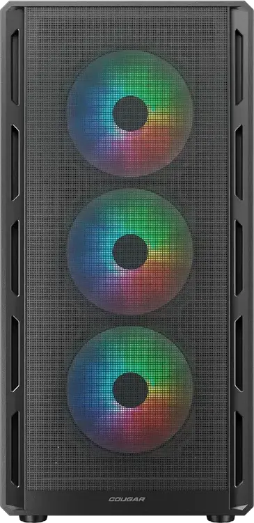 Carcasa PC Cougar Airface Pure RGB Mid Tower CGR-2GA5B-RGB, Fata Plasa Perforata, Panou Lateral Sticla Temperata, 4 Ventilatoare 120mm RGB, ATX, Negru