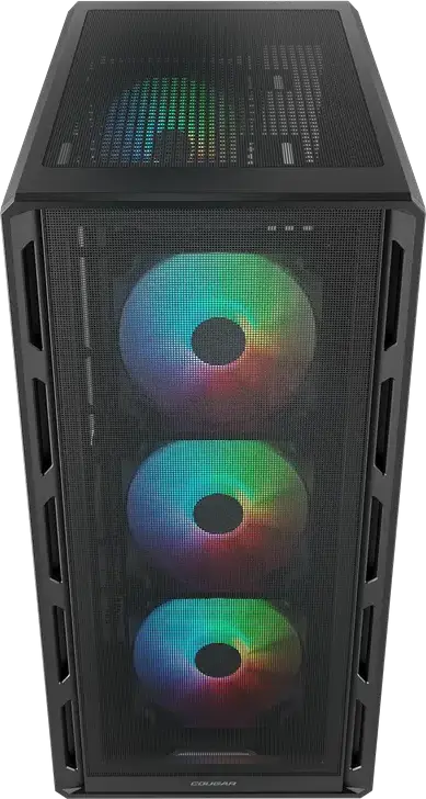 Carcasa PC Cougar Airface Pure RGB Mid Tower CGR-2GA5B-RGB, Fata Plasa Perforata, Panou Lateral Sticla Temperata, 4 Ventilatoare 120mm RGB, ATX, Negru