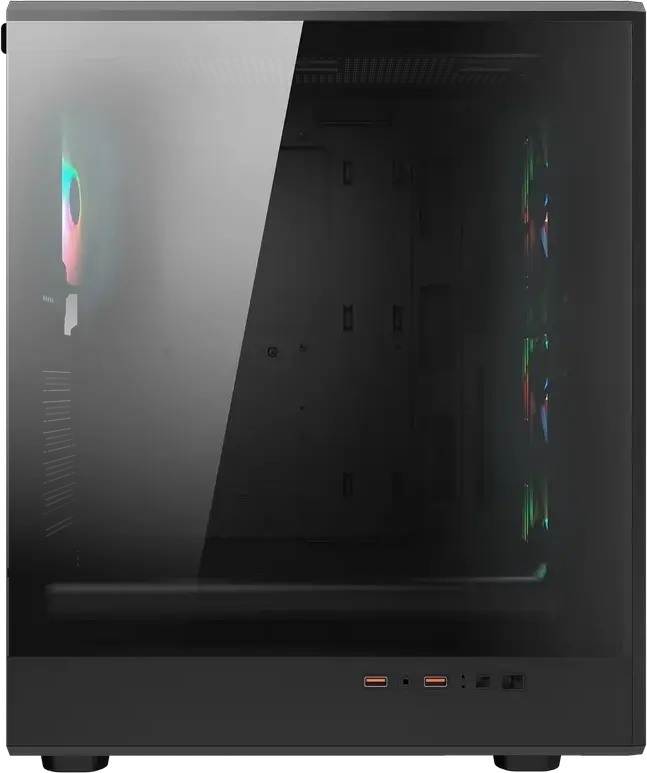Carcasa PC Cougar Airface Pure RGB Mid Tower CGR-2GA5B-RGB, Fata Plasa Perforata, Panou Lateral Sticla Temperata, 4 Ventilatoare 120mm RGB, ATX, Negru