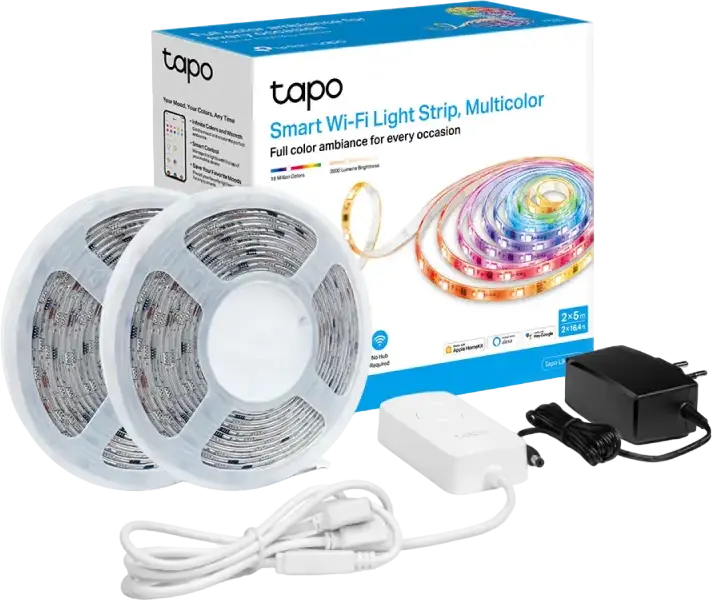 TP-Link Tapo L930-10 Smart Wi-Fi RGBW+IC LED Light Strip, 10m (2x5m), 2000lm, 2500-6500K, App Control, Alexa, Google Assistant, HomeKit, Music Sync