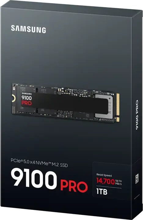 Samsung 9100 PRO 1 TB Internal SSD M.2 2280 PCIe 5.0 x4 NVMe 2.0, Read up to 14,800 MB/s, Write up to 13,400 MB/s, 5nm Controller, Samsung Magician