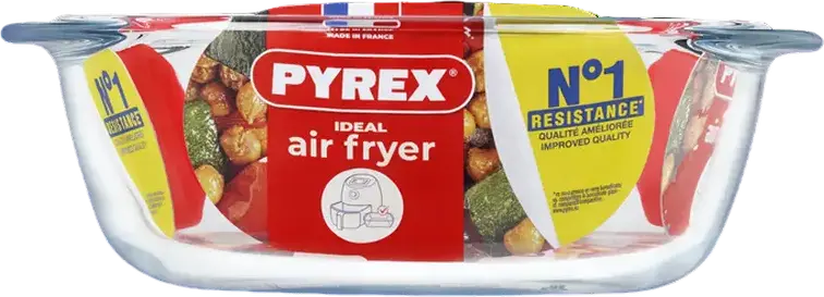 Tava Rotunda de Sticla Borosilicata Pyrex 207B100, 1.0L, Compatibila cu Frigara cu Aer Cald si Cuptor, Rezistenta la Soc Termic, Transparenta