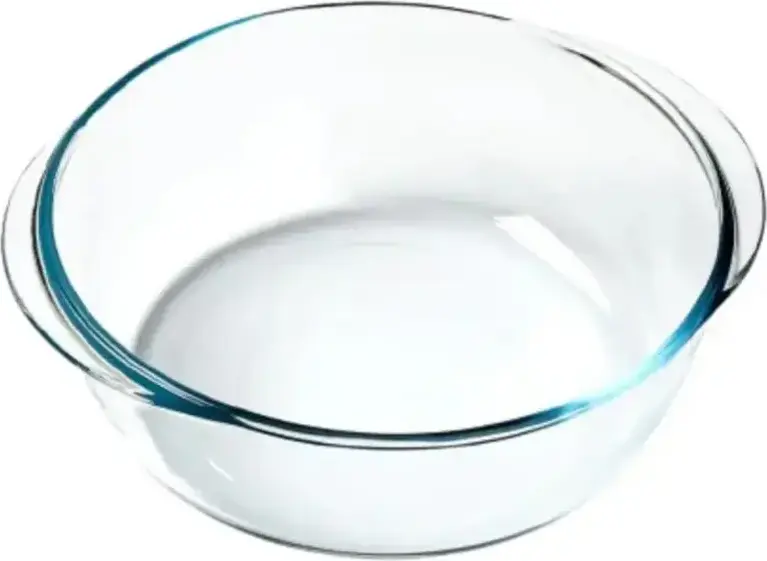 Tava Rotunda de Sticla Borosilicata Pyrex 207B100, 1.0L, Compatibila cu Frigara cu Aer Cald si Cuptor, Rezistenta la Soc Termic, Transparenta