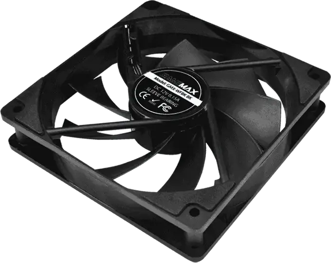 Gamemax GMX-WFBK BK 120mm PC Case Fan, PWM Hydraulic Bearing, 1200 RPM, 46.5 CFM, Silent Design, Black